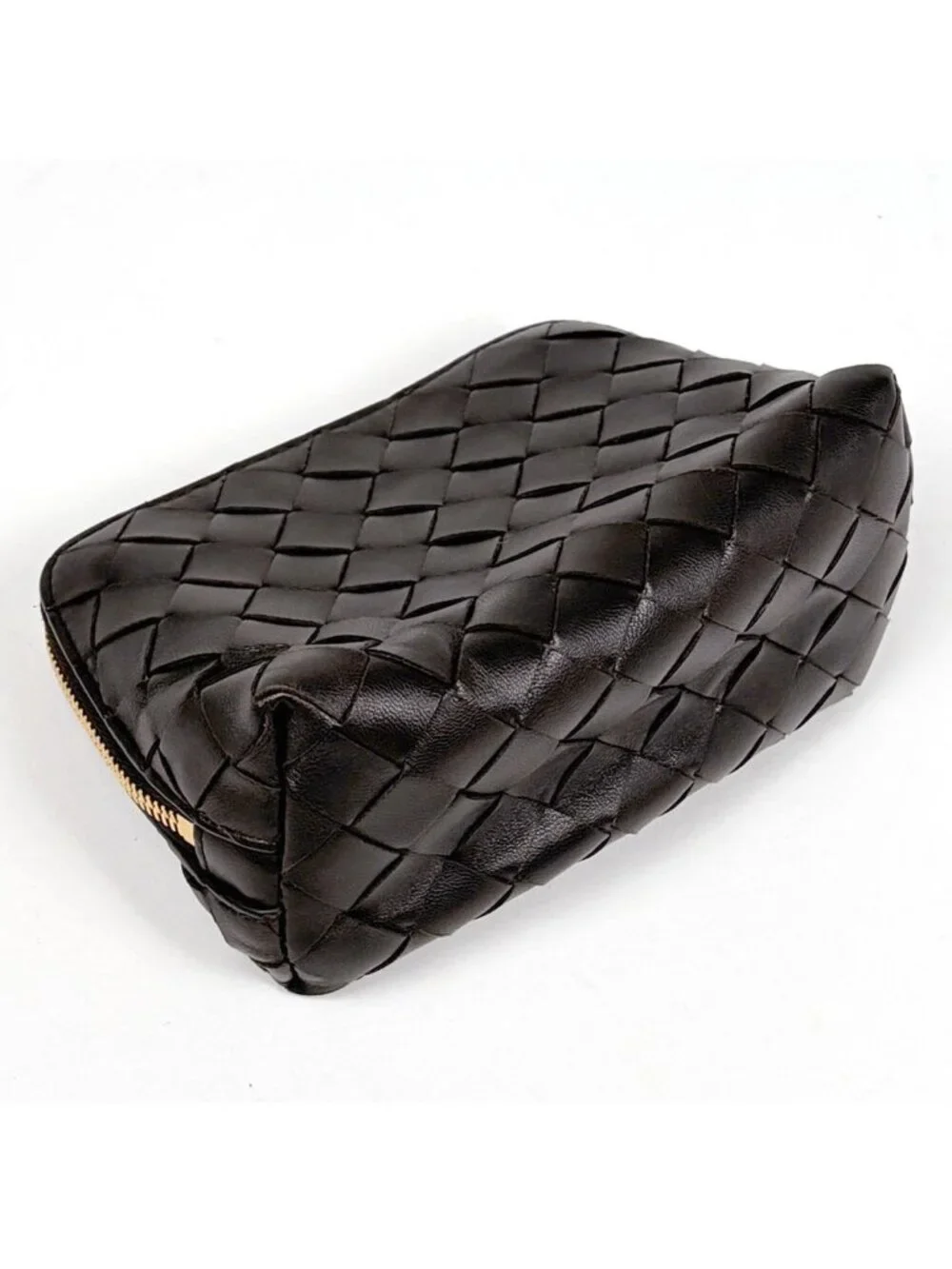 Bottega Veneta Makeup Pouch Intrecciato Leather Brown